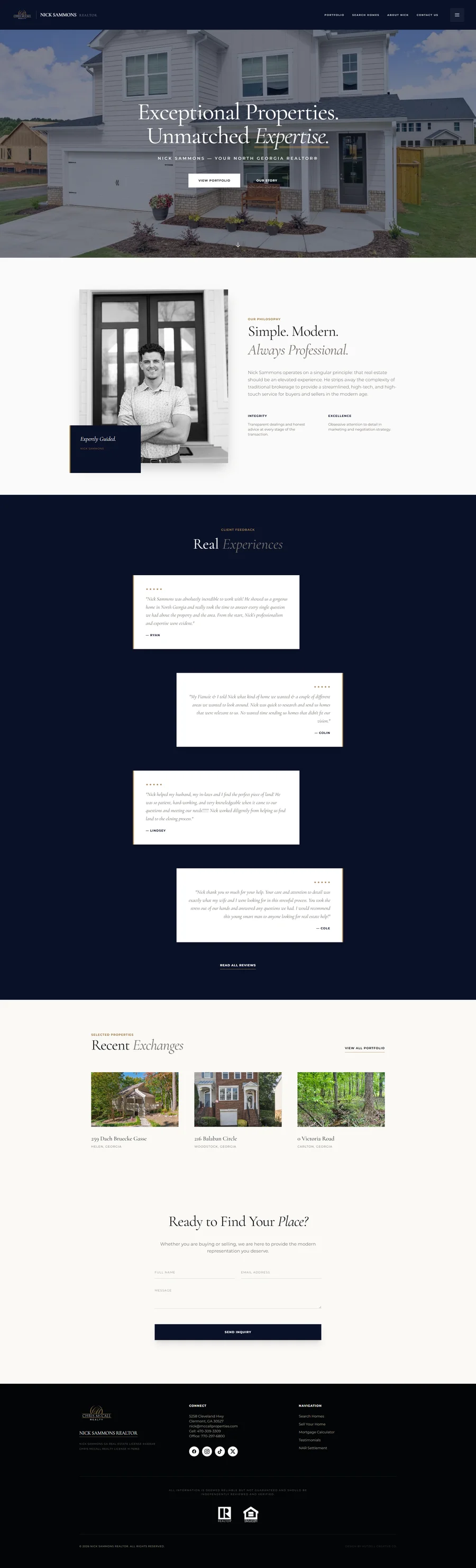 Custom real estate website design for Nick Sammons Realty in North Georgia